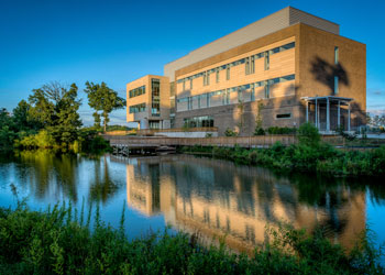 Exterior view from the river of the Potomac Science Center 