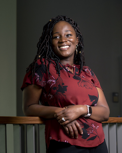 woman leaning on a railing